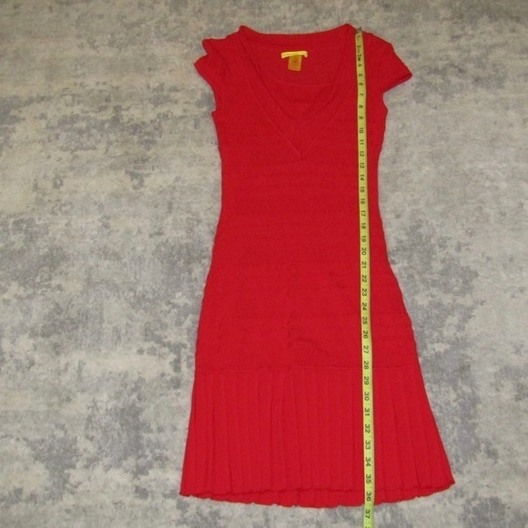 Catherine Malandrino Dress Red Bandage Bodycon Pleated Ruffle with Slip Sz S - Picture 8 of 12